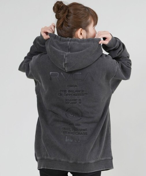 RVCA/ジップアップ パーカー バックプリント ロゴ BF044-P02 ルーカ レディース ムラサキスポーツ