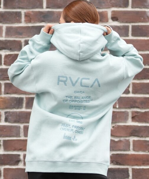 RVCA/ジップアップ パーカー バックプリント ロゴ BF044-P02 ルーカ レディース ムラサキスポーツ