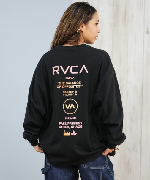 RVCA/長袖Tシャツ バックプリントロンT ルーズシルエット BF044-P50 ルーカ レディース ムラサキスポーツ