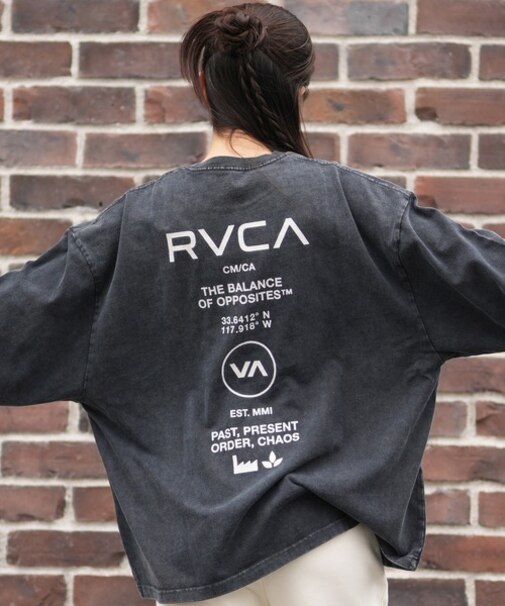 RVCA/長袖 Tシャツ ロンT バックプリント ロゴ オーバーサイズ BF044-P50 ルーカ レディース ムラサキスポーツ