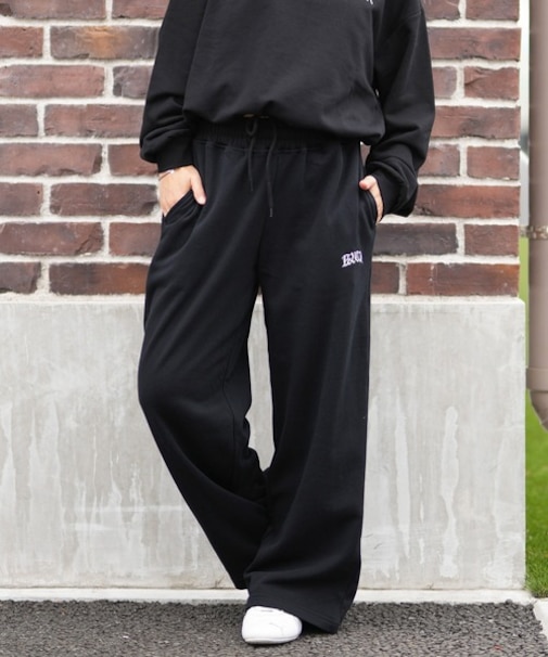RVCA/ロングパンツ バギー スウェットパンツ ロゴ ワンポイント WIDE SWEAT NEAT LONG PANTS BF044-P71 ルーカ レディース ムラサキスポーツ