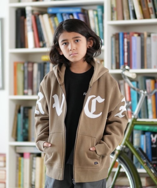 RVCA/キッズ ジップアップ パーカー 親子でお揃い スウェット フーディー ロゴ 裏起毛 BF046-004 ジュニア 子供 ルーカ/男の子 女の子 ムラサキスポーツ