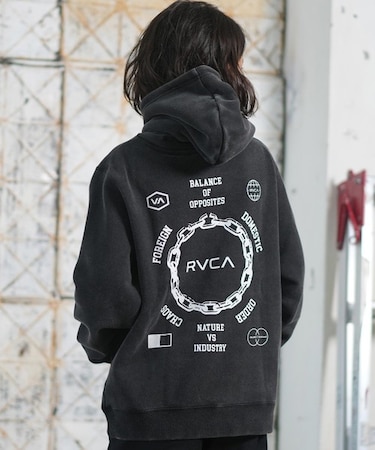 RVCA/キッズ プルオーバー パーカー バックプリント ロゴ 裏起毛 METAL URGY HD BF046-007 ジュニア 子供 ルーカ/男の子 女の子 ムラサキスポーツ