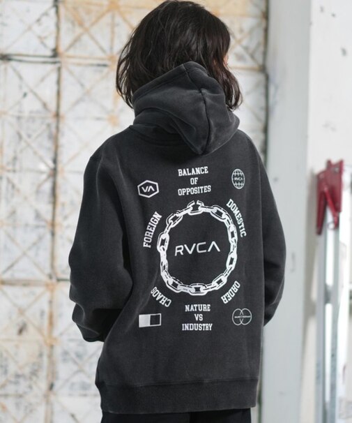 RVCA/キッズ プルオーバー パーカー バックプリント ロゴ 裏起毛 METAL URGY HD BF046-007 ジュニア 子供 ルーカ/男の子 女の子 ムラサキスポーツ