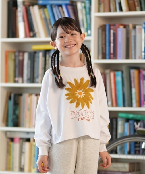 ROXY/キッズ 長袖 Tシャツ ロンT ショート丈 フラワーモチーフ TLT254618M ジュニア 子供 ロキシー/男の子 女の子 ムラサキスポーツ