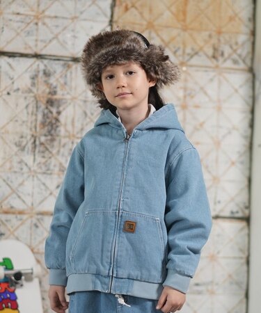 DC/キッズ アウター ジャケット デニム生地 ジュニア 子供 25 KD PADDED HOOD JACKET YJK254504 ディーシー/男の子 女の子 ムラサキスポーツ
