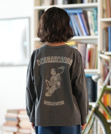 DC/キッズ 長袖 Tシャツ バックプリント ロンT 25 KD SKATE SKULL LS YLT254518 ジュニア 子供 ディーシー/男の子 女の子 ムラサキスポーツ