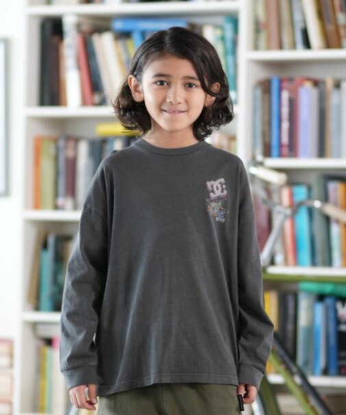 DC/キッズ 長袖 Tシャツ バックプリント ロンT 25 KD CLASH DECK LS YLT254519 ジュニア 子供 ディーシー/男の子 女の子 ムラサキスポーツ