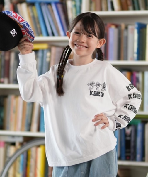 DC/キッズ 長袖 Tシャツ バックプリント ロンT 25 KD PLAY TIME LS YLT254520 ジュニア 子供 ディーシー/男の子 女の子 ムラサキスポーツ