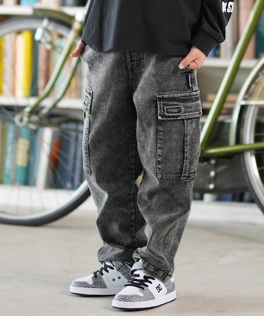 DC/キッズ ロンパン デニム ロングパンツ 25 KD WIDE CARGO PANT YPT254506 ジュニア 子供 ディーシー/男の子 女の子 ムラサキスポーツ