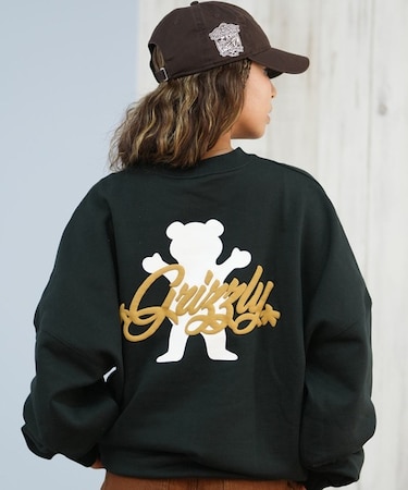 GRIZZLY/長袖トレーナー スウェット バックプリント FOAM PRINTING LOGO BEAR G25FW-4331 グリズリー レディース ムラサキスポーツ