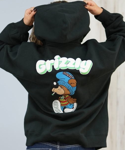 GRIZZLY/プルオーバー パーカー バックプリント ロゴ KNIT HAT SMOKEY G25FW-4333 グリズリー レディース ムラサキスポーツ