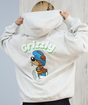 GRIZZLY/プルオーバー パーカー バックプリント ロゴ KNIT HAT SMOKEY G25FW-4333 グリズリー レディース ムラサキスポーツ