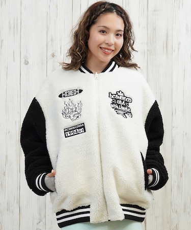 【限定】DCSHOES/ジャケット ボア オーバーサイズ BOA VARSITY JACKET LJK254316M ディーシー レディース ムラサキスポーツ限定