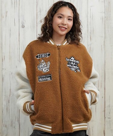 【限定】DCSHOES/ジャケット ボア オーバーサイズ BOA VARSITY JACKET LJK254316M ディーシー レディース ムラサキスポーツ限定