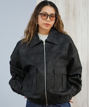 ROXY/エコレザージャケット オーバーサイズ シンプル ワンポイント ロゴ MY BEST ウィメンズ RJK254024 レディース ロキシー アウター ムラサキスポーツ