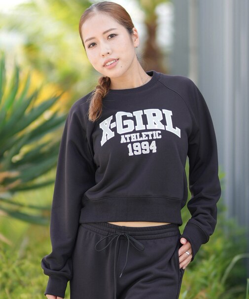 X-girl SPORTS/長袖トレーナー スウェット 155253012004 エックスガールスポーツ レディース ムラサキスポーツ