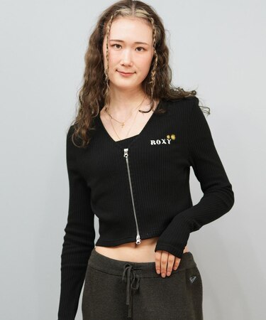 ROXY/長袖ニット セーター カーディガン クロップド丈 ショート丈 2点セット RDK254010 ロキシー レディース ムラサキスポーツ