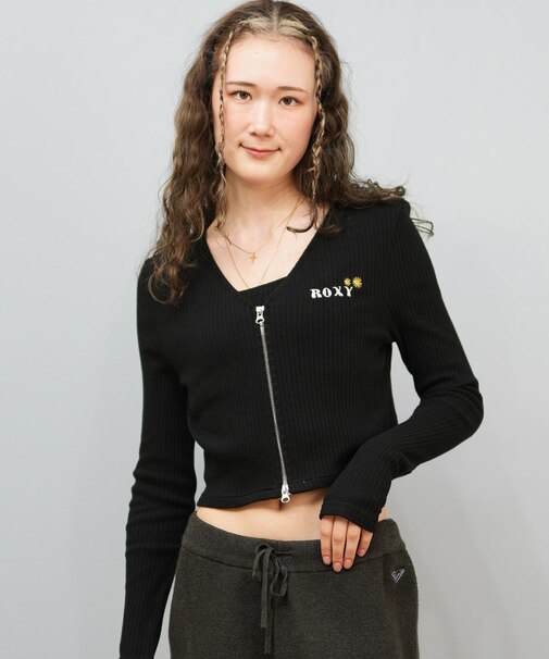 ROXY/長袖ニット セーター カーディガン クロップド丈 ショート丈 2点セット RDK254010 ロキシー レディース ムラサキスポーツ