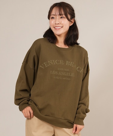 【限定】RIKKAFEMME/長袖トレーナー スウェット クルーネック カレッジロゴ 刺繍 裏起毛 RF25FW06 リッカファム レディース ムラサキスポーツ限定