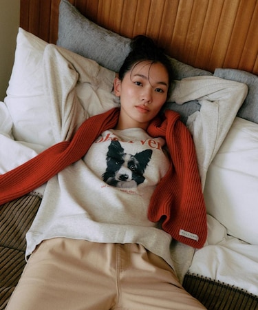 【限定】RIKKAFEMME/長袖トレーナー スウェット クルーネック ボーダー・コリー 裏毛 RF25FW07 リッカファム レディース ムラサキスポーツ限定