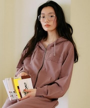 【限定】RIKKAFEMME/長袖ジップアップ パーカー スウェット フーディー ロゴ ワッペン 裏毛 セットアップ対応 RF25FW09 リッカファム レディース ムラサキスポーツ限定