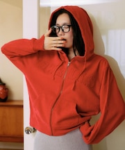 【限定】RIKKAFEMME/長袖ジップアップ パーカー スウェット フーディー ロゴ ワッペン 裏毛 セットアップ対応 RF25FW09 リッカファム レディース ムラサキスポーツ限定