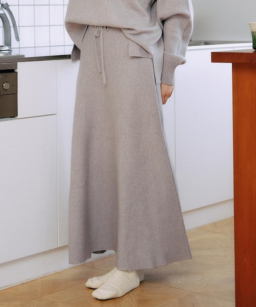 【限定】RIKKAFEMME/ロングスカート リブニットスカート セットアップ対応 RF25FW15 リッカファム レディース ムラサキスポーツ限定