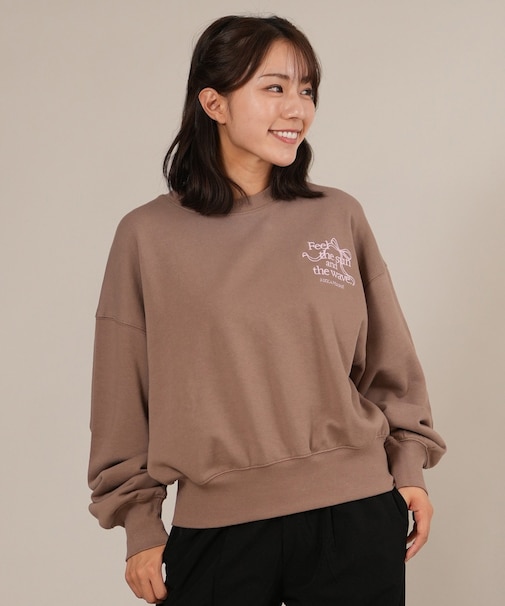 【限定】RIKKAFEMME/長袖トレーナー スウェット クルーネック ワンポイント 刺繍 裏毛 RF25FW16 リッカファム レディース ムラサキスポーツ限定