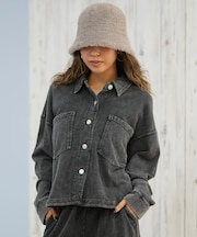 【限定】RIKKAFEMME/長袖 デニムシャツ スウェット シャツジャケット セットアップ対応 RF25FW19 リッカファム レディース ムラサキスポーツ限定