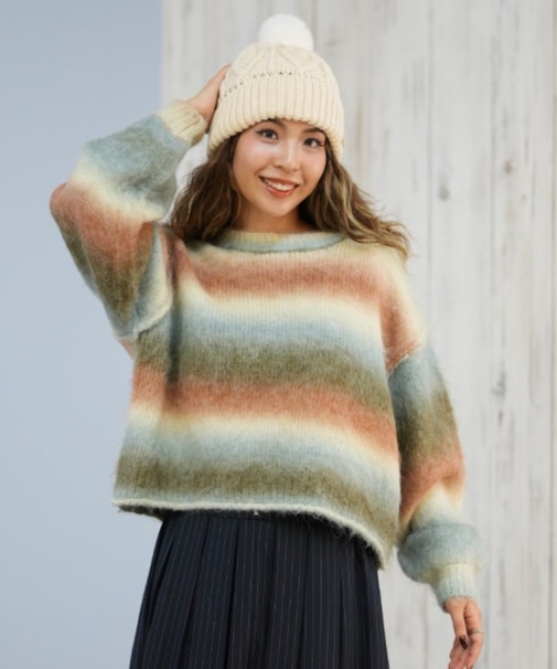 【限定】RIKKAFEMME/ニット セーター シャギー グラデーション RF25FW22 リッカファム レディース ムラサキスポーツ限定