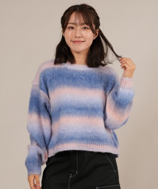 【限定】RIKKAFEMME/ニット セーター シャギー グラデーション RF25FW22 リッカファム レディース ムラサキスポーツ限定