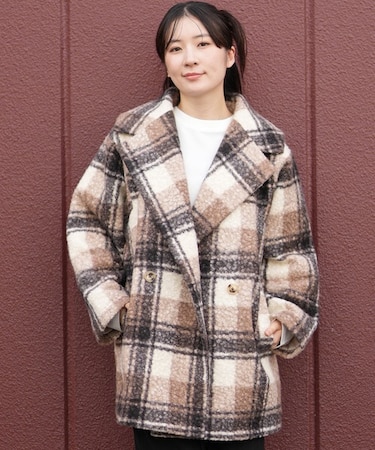 【限定】RIKKA FEMME/ジャケット チェック柄 コート ブークレージャケット RF25FW24 リッカファム レディース ムラサキスポーツ限定