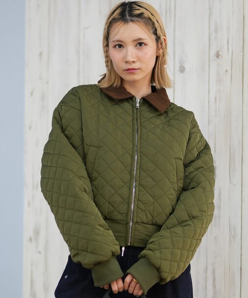 【限定】RIKKA FEMME/ジャケット ケット バイカラー シンプル キルトショートジャケット RF25FW25 リッカファム レディース ムラサキスポーツ限定