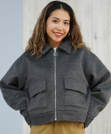 【限定】RIKKA FEMME/ジャケット シンプル ウール調シャギージャケット コート RF25FW26 リッカファム レディース ムラサキスポーツ限定