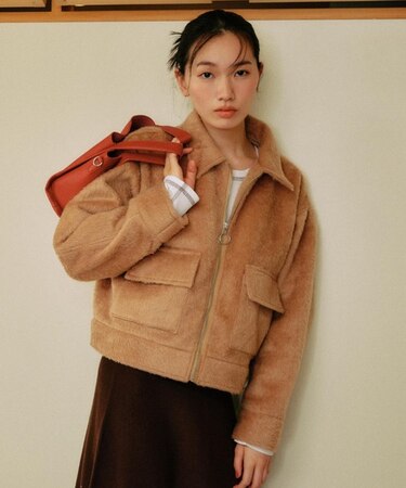 【限定】RIKKA FEMME/ジャケット シンプル ウール調シャギージャケット コート RF25FW26 リッカファム レディース ムラサキスポーツ限定