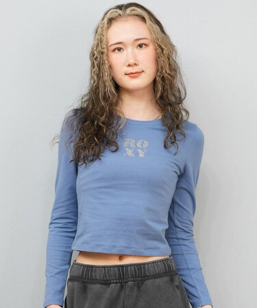 ROXY/長袖 Tシャツ ロンT クロップド丈 ショート丈 ロゴ SPARKLY ロンT RLT254035 ロキシー レディース ムラサキスポーツ
