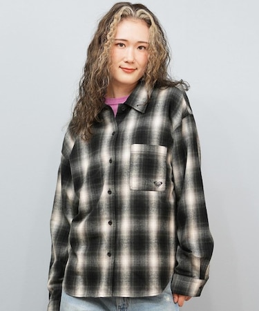 ROXY/長袖 シャツ チェック柄 ロゴ LOOK UP シャツ RSH254045 ロキシー レディース ムラサキスポーツ
