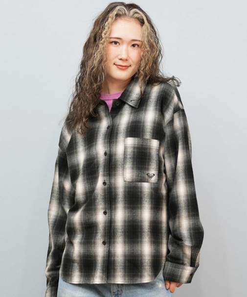 ROXY/長袖 シャツ チェック柄 ロゴ LOOK UP シャツ RSH254045 ロキシー レディース ムラサキスポーツ