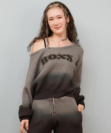ROXY/長袖ニット セーター オフショルダー グラデーション ロゴ セットアップ対応 RSR254008 ロキシー レディース ムラサキスポーツ