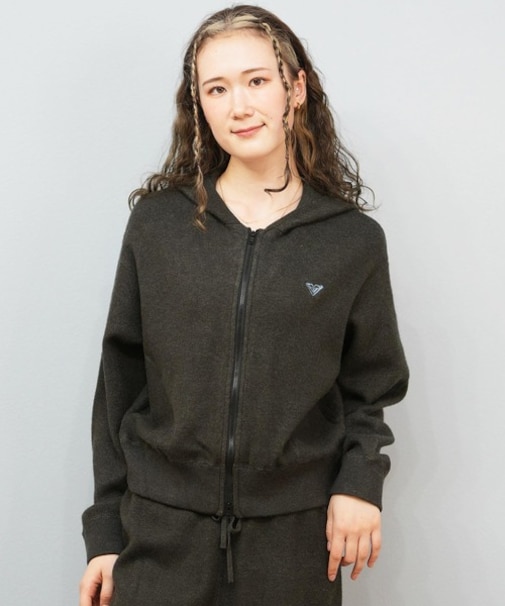 ROXY/ 長袖ニット セーター ジップアップフーディー セットアップ対応 HEART WAVE KNIT HOODIE RSR254009 ロキシー レディース ムラサキスポーツ