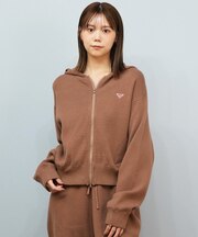 ROXY/ 長袖ニット セーター ジップアップフーディー セットアップ対応 HEART WAVE KNIT HOODIE RSR254009 ロキシー レディース ムラサキスポーツ