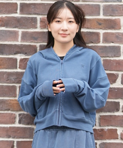 Hurley/長袖ジップアップ パーカー ワンポイント 裏毛 SWEAT PIGMENT FZ HOODIE WCFF252030 ハーレー レディース ムラサキスポーツ