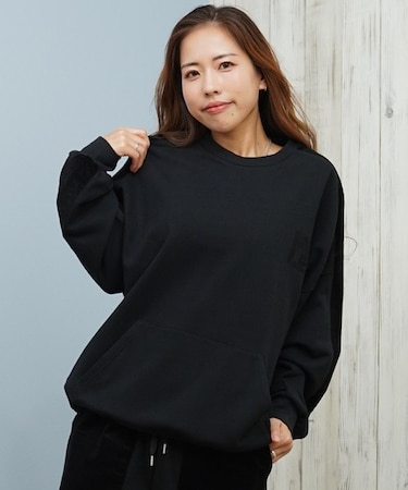 Hurley/長袖トレーナー スウェット セットアップ対応 クルーネック ロゴ 袖ライン 裾ドローコード 異素材ミックス 裏毛 WCFL252021 ハーレー レディース ムラサキスポーツ