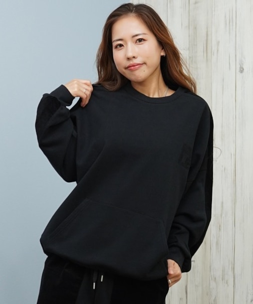 Hurley/長袖トレーナー スウェット セットアップ対応 クルーネック ロゴ 袖ライン 裾ドローコード 異素材ミックス 裏毛 WCFL252021 ハーレー レディース ムラサキスポーツ