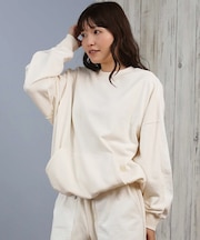 Hurley/長袖トレーナー スウェット セットアップ対応 クルーネック ロゴ 袖ライン 裾ドローコード 異素材ミックス 裏毛 WCFL252021 ハーレー レディース ムラサキスポーツ