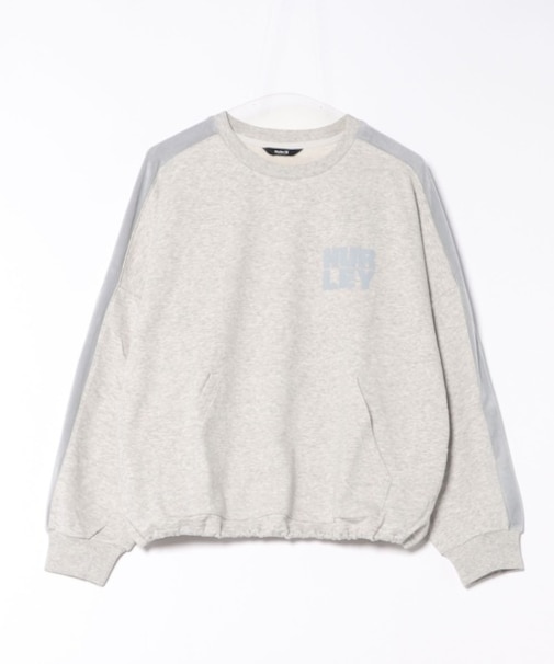 Hurley/長袖トレーナー スウェット セットアップ対応 クルーネック ロゴ 袖ライン 裾ドローコード 異素材ミックス 裏毛 WCFL252021 ハーレー レディース ムラサキスポーツ