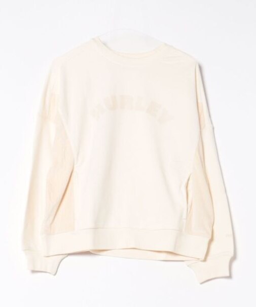 Hurley/長袖トレーナー スウェット クルーネック ロゴ 袖ライン 異素材ミックス 裏毛 セットアップ対応 WCFL252022 ハーレー レディース ムラサキスポーツ