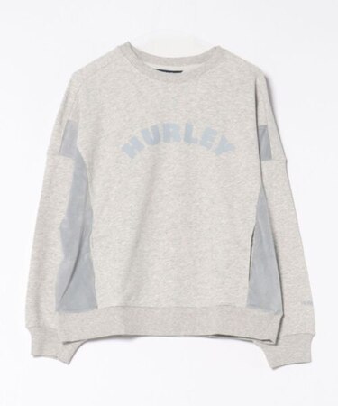 Hurley/長袖トレーナー スウェット クルーネック ロゴ 袖ライン 異素材ミックス 裏毛 セットアップ対応 WCFL252022 ハーレー レディース ムラサキスポーツ