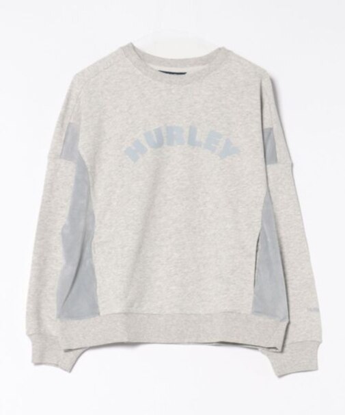 Hurley/長袖トレーナー スウェット クルーネック ロゴ 袖ライン 異素材ミックス 裏毛 セットアップ対応 WCFL252022 ハーレー レディース ムラサキスポーツ